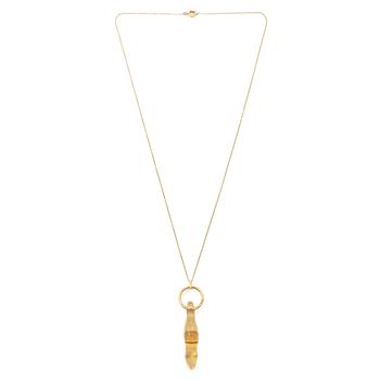Necklace, 17K gold with citrine in the form of a sweet wrapper.