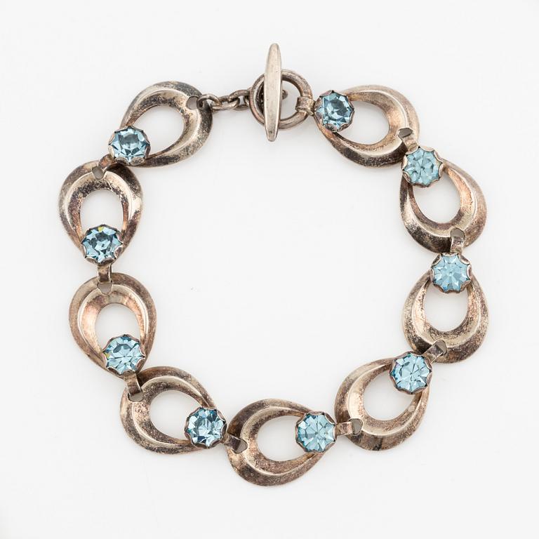 Herman Siersbol, bracelet and necklace, sterling silver with synthetic turquoise stones. Denmark.