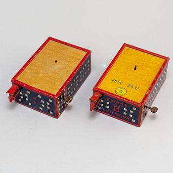 two Lehmann tin toys, including OH-MY 690 & Tom 385, Germany.