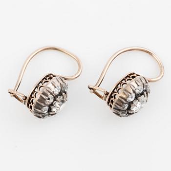 Earrings a pair, with old-cut diamonds.