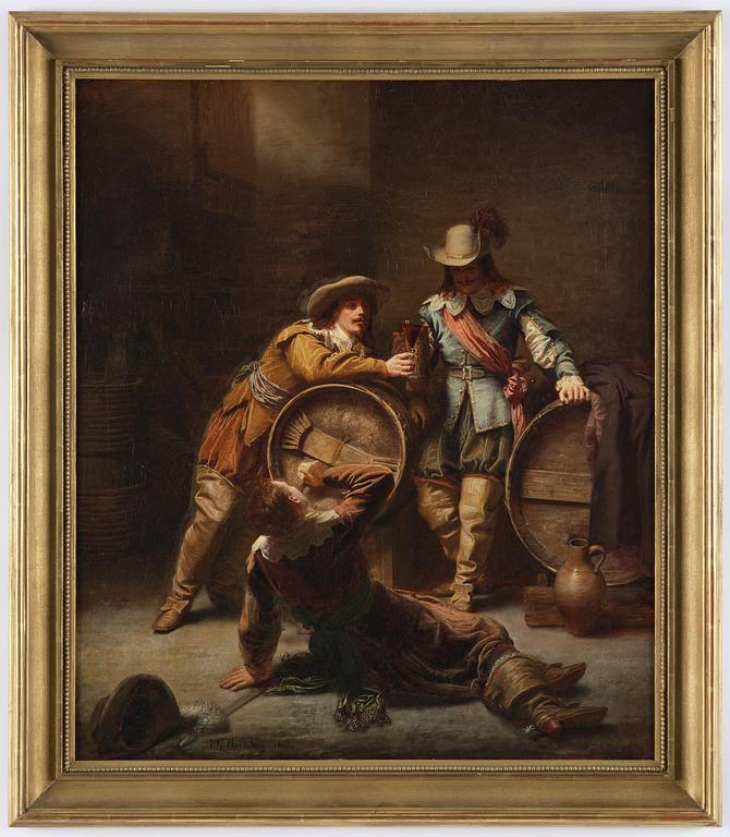 Axel Gustav Hertzberg, "Cheers!", scene from a cellar.