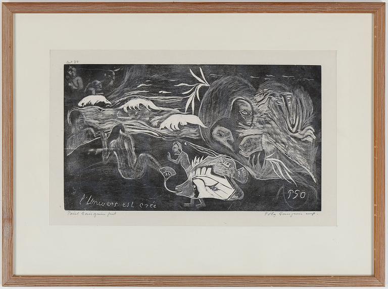 PAUL GAUGUIN (FRANKRIKE), POSTUMT TRYCK, Träsnitt, 1893/94 (1921),signerad Pola Gauguin imp. Paul Gauguin fait.