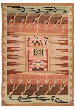 A 1930's Finnish flat weave carpet. Circa 300 x 205 cm.