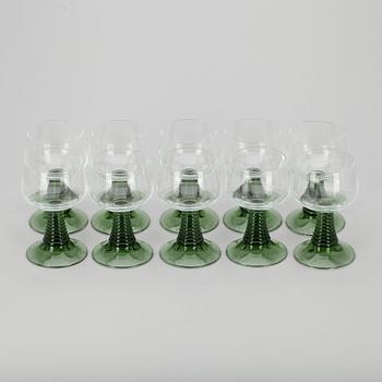 REMMARE, 10 st, klart och grönt glas, 1900-talets senare hälft.