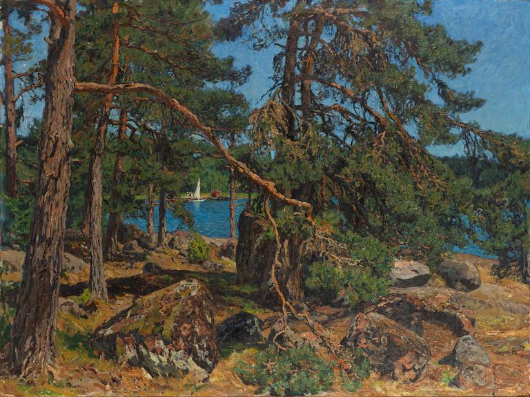 Gottfrid Kallstenius, Sommarlandskap med segelbåt.