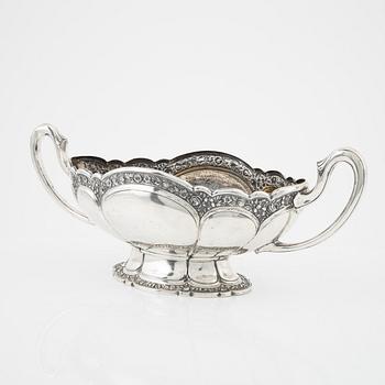 A silver jardiniere and a box,  including mark of Johan Petter Lund, Kristianstad (active 1795-1808).