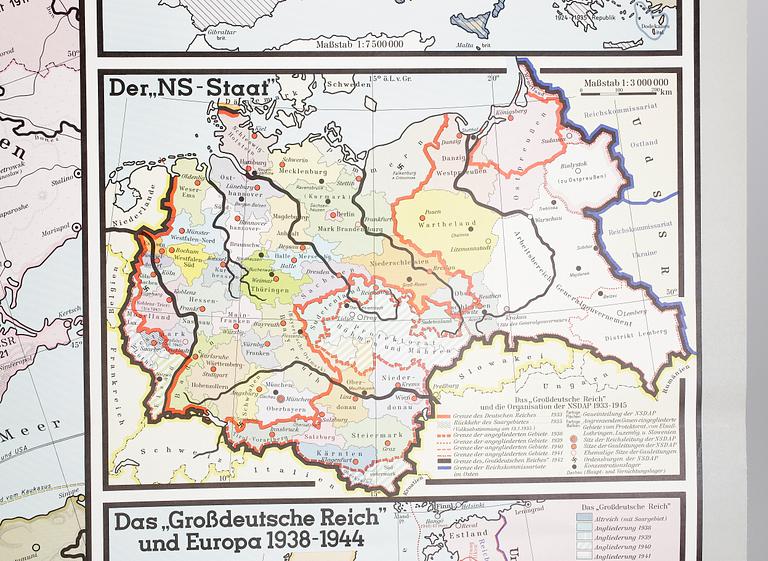 SKOLKARTA, "Europa 1918-1945", Westermann, Tyskland, 1965.