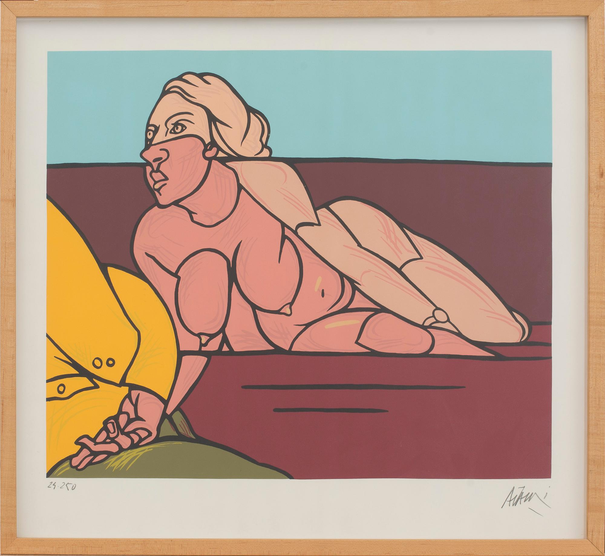 A VALERIO ADAMI signed and numbered lithograph in colours.