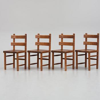 Axel Einar Hjorth, a set of 4 stained pine 'Sandhamn' chairs, Nordiska Kompaniet Sweden 1931-1932.