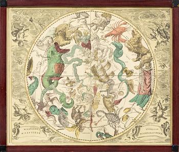 KARTOR, 4 st, efter Andreas Cellarius, "Harmonia Macrocosmica", 1900-talets andra hälft.