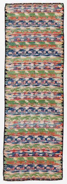 A set of three bolts of silk with 'five clawed dragons' against a midnight blue ground, Qing dynasty, 19th century.