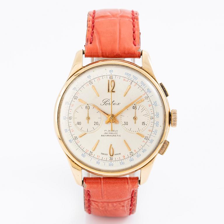 Portex, wristwatch, 18K gold, chronograph, 38 mm.