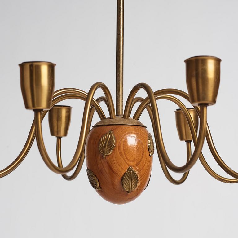 Hans Bergström, a pair of ceiling lamps, model '10/8', ateljé Lyktan, Sweden 1940-50s.