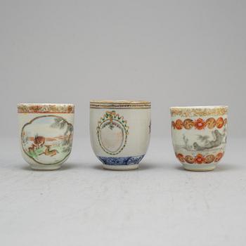 Six famille rose cups, Qing dynasty, Qianlong (1736-95).