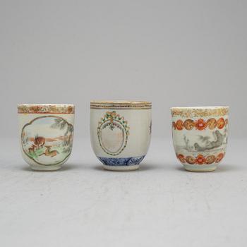 Six famille rose cups, Qing dynasty, Qianlong (1736-95).