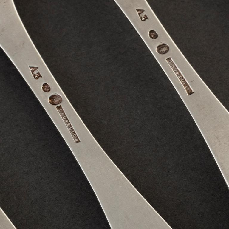 JONAS TROSELIUS, gafflar 5 st, silver, Stockholm 1807.