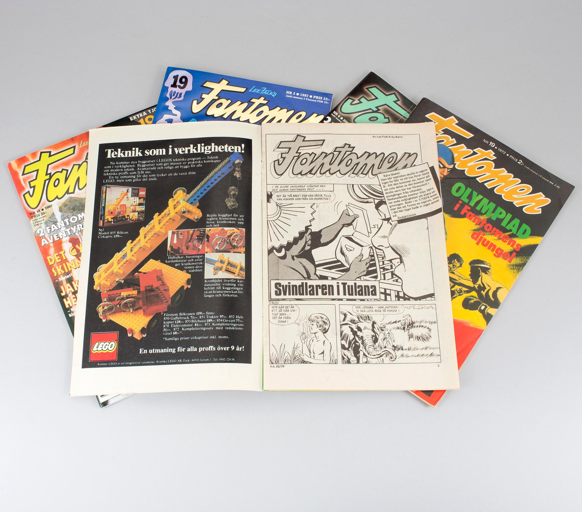 A lot of "Serietidningen Fantomen" comic books full years 1971-2015.