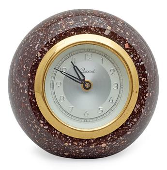 659. A Swedish porphyry 20th century table clock.