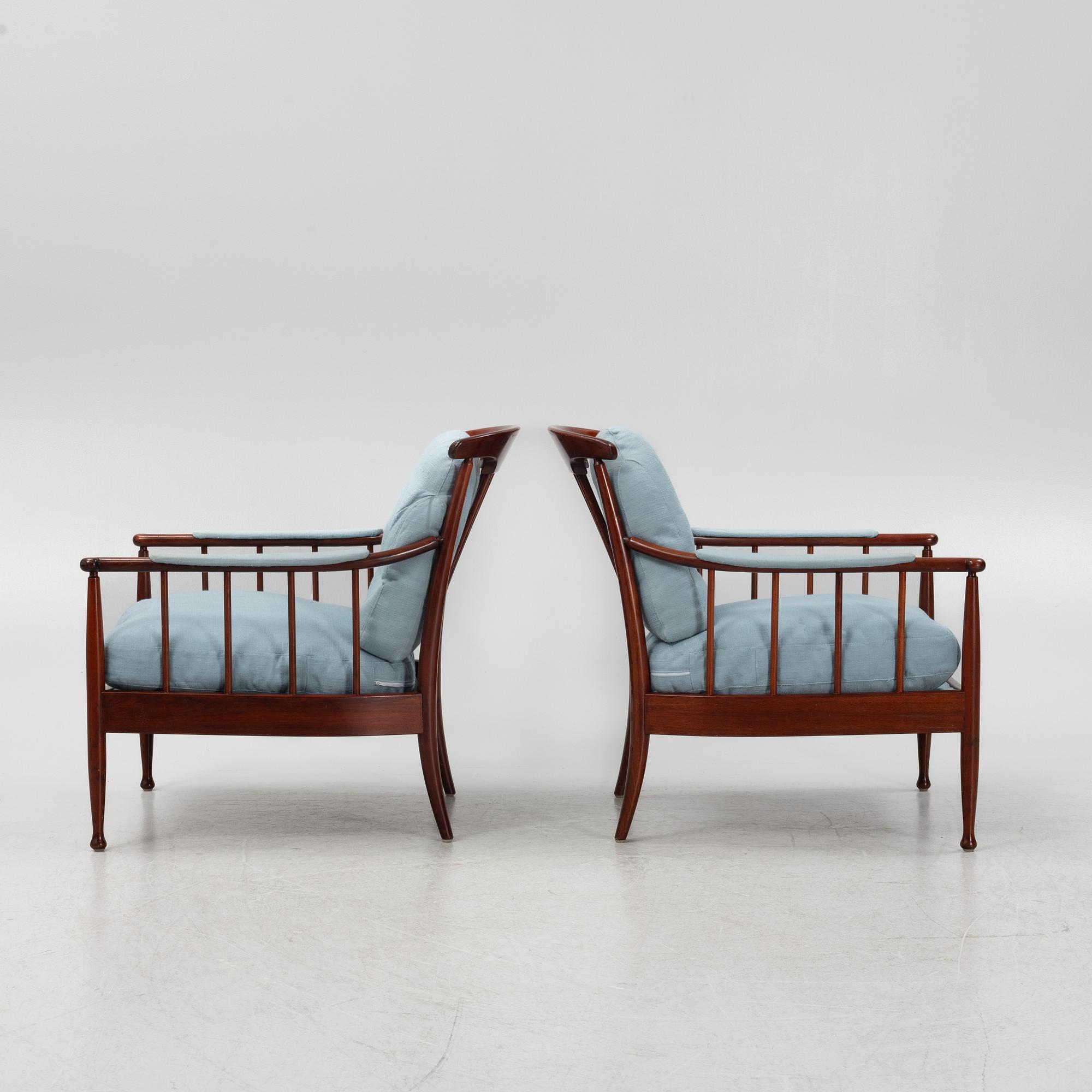 Kerstin Hörlin-Holmqvuist, a pair of 'Skrindan' armchairs, OPE, Sweden, second half of the 20th century.