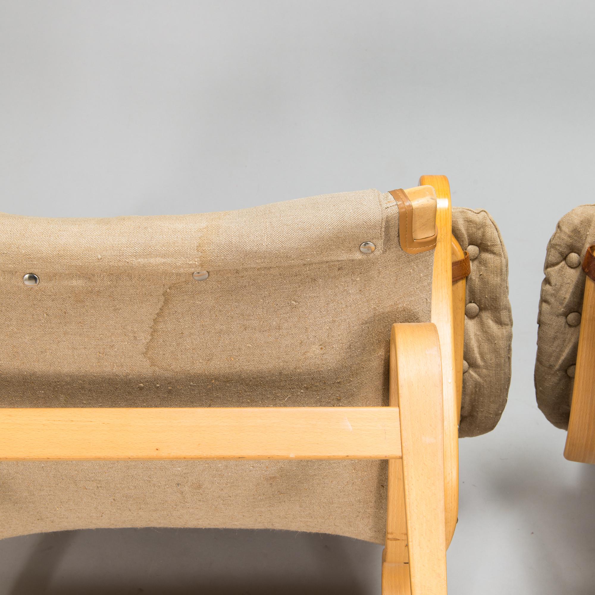 Bruno Mathsson,  fåtöljer ett par, "Pernilla", Dux, 1900-talets slut.