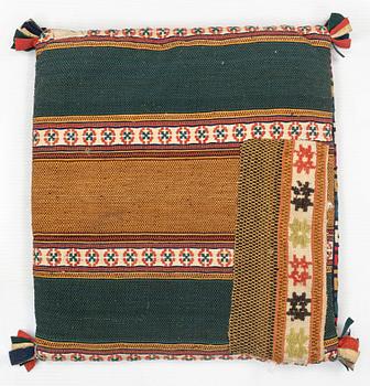 A double-interlocked tapestry carrige cushion, ca 64 x 57 cm, Scania, probably from the period 1780-1820.