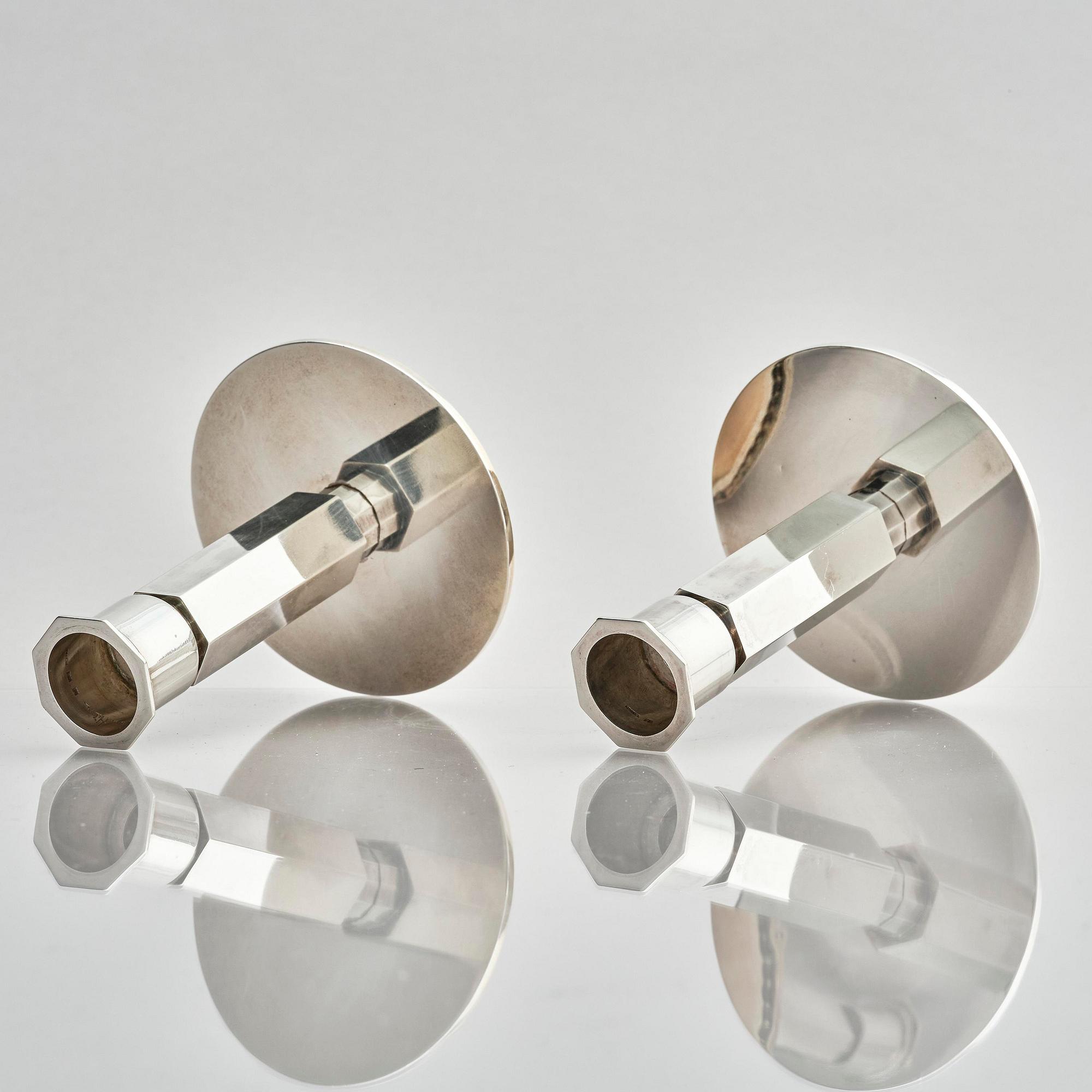 Wiwen Nilsson, ljusstakar, ett par, sterling silver, Lund 1946.