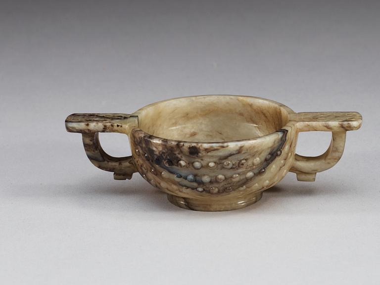 A nephrite libation cup, Qing dynasty (1644-1912).