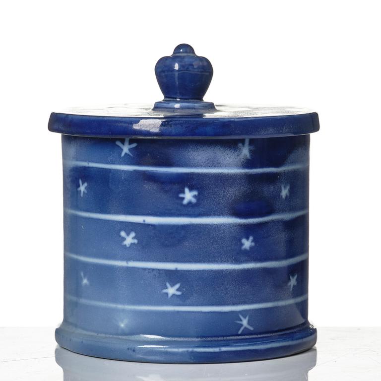 Wilhelm Kåge, two porcelain vases and an earthenware jar with cover, Gustavsberg, Sweden, 1924 and presumably 1930.