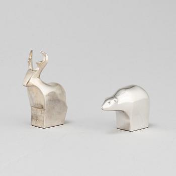 GUNNAR CYRÉN, two silverplated figurines, Danish design, Japan.