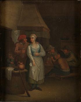1251. David Teniers d.y Hans art, Interiör med omfamnande par.