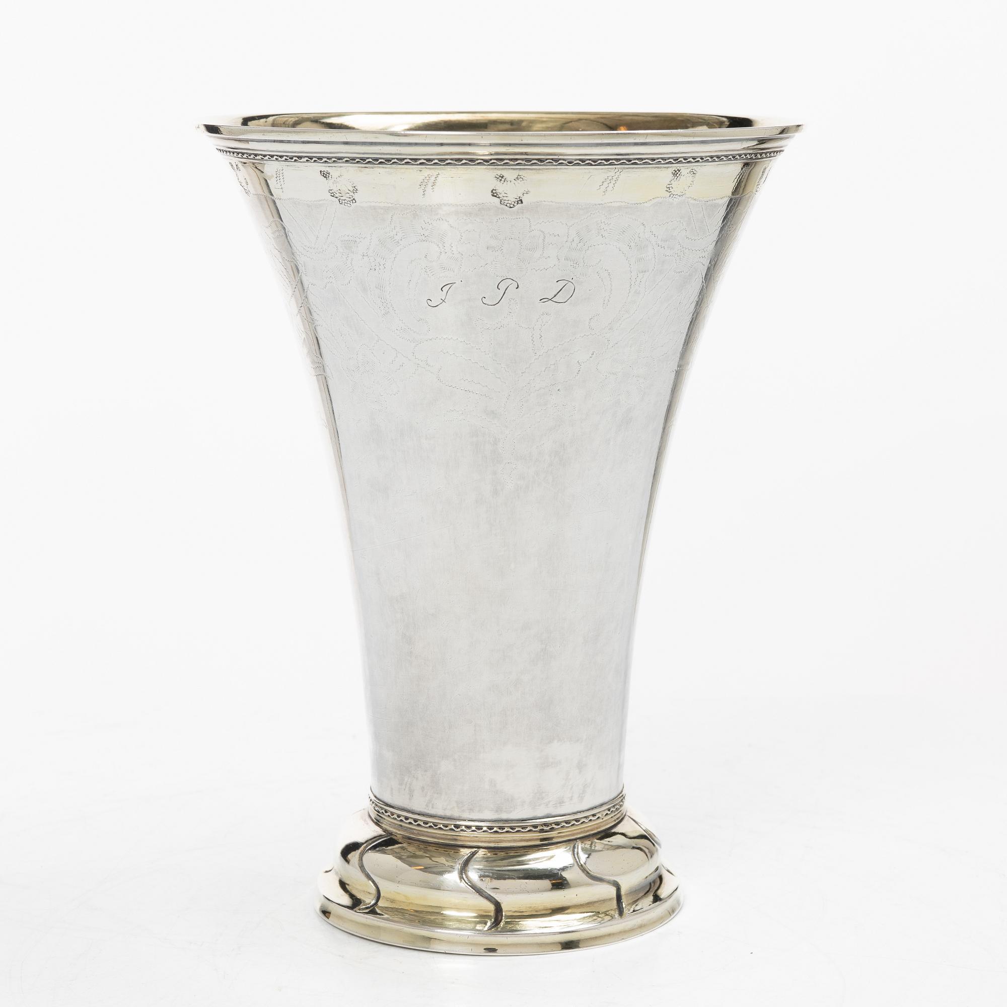 Carl Petter Modin, bägare, delvis förgyllt silver, Sundsvall 1795. Gustaviansk.