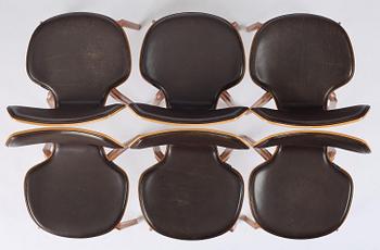 Arne Jacobsen, stolar, sex stycken, "Grand Prix", Fritz Hansen, 2021.