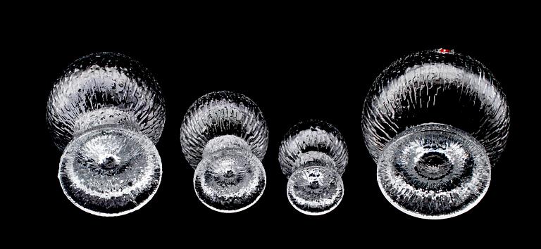 GLASSERVIS, 51 st, "Kekkerit" design Timo Sarpaneva, Iittala 1970/1980-tal.