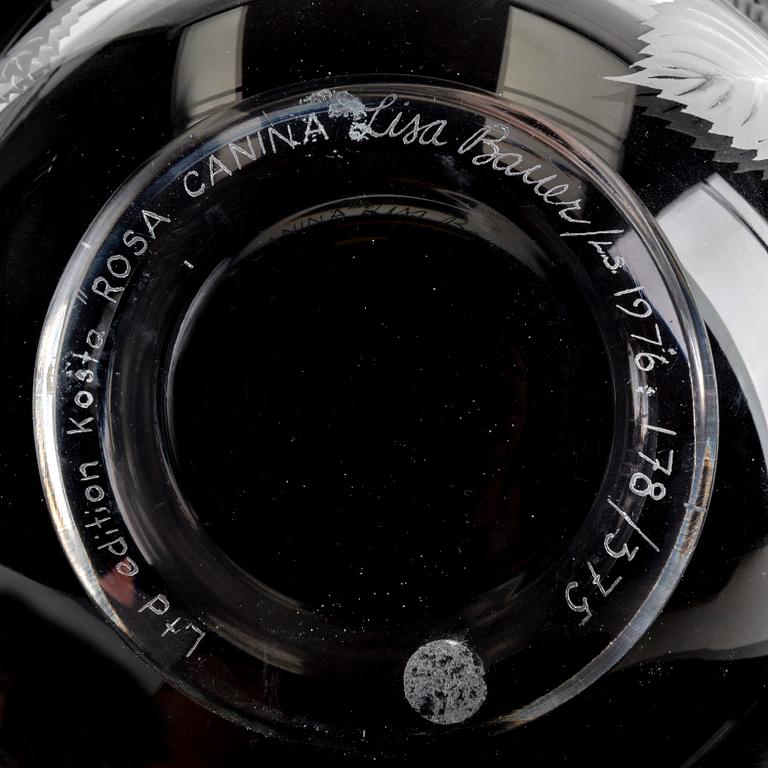 A signed dated and numbered Lisa Bauer glass bowl from Kosta Boda.