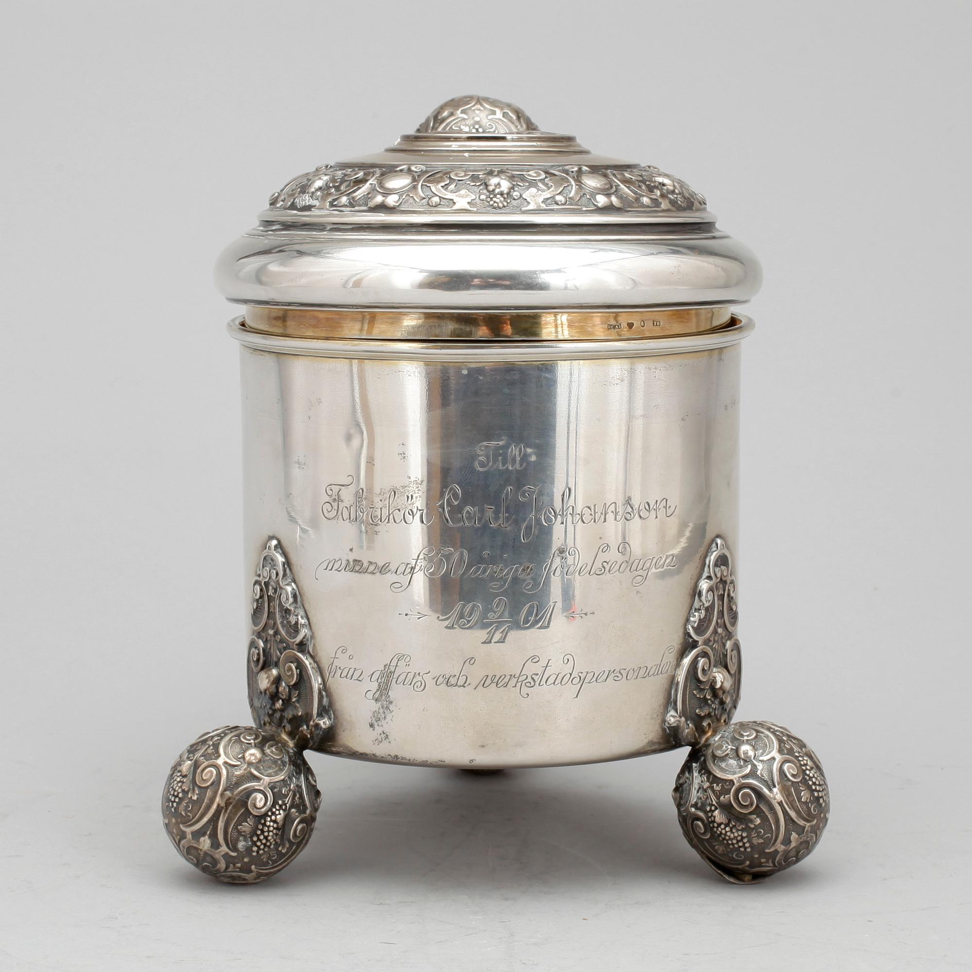 STOP, silver, GAB, Stockholm, 1901. Vikt ca 566 gram.