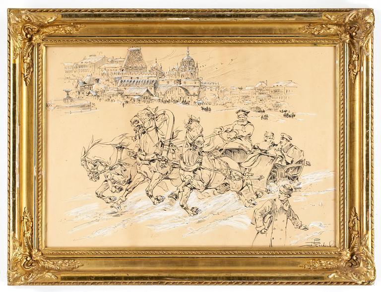 PERSHIN PETR PETROVICH, blandteknik på papper, sign.