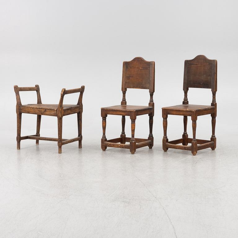 Stolar, ett par, samt bankett, 1700-tal.
