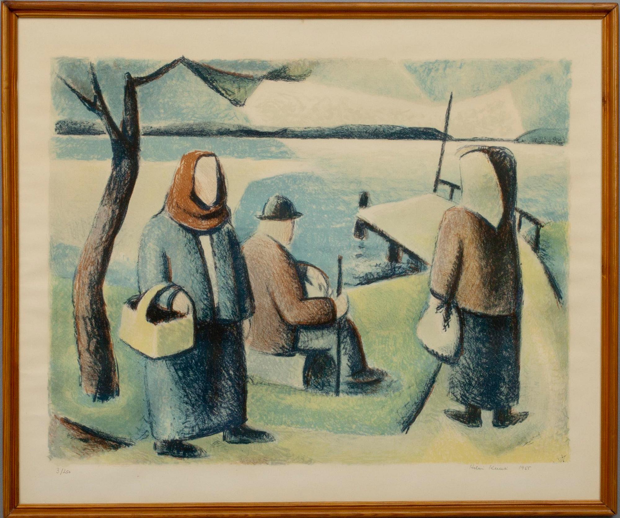 HELMI KUUSI, litografia, signeerattu ja päivätty 1955, numeroitu  3/250.