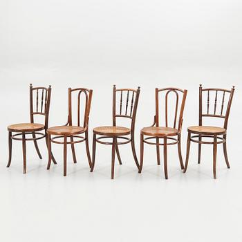 Chairs, 5 pieces, early 20th century.