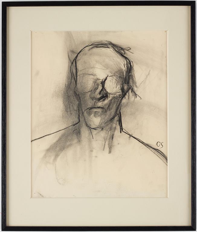 OLLE SKAGERFORS, charcoal on paper, signed OS.