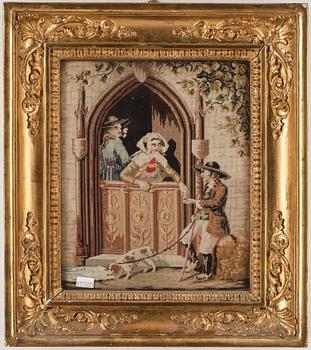 BRODERIER, ett par, 1800-tal.