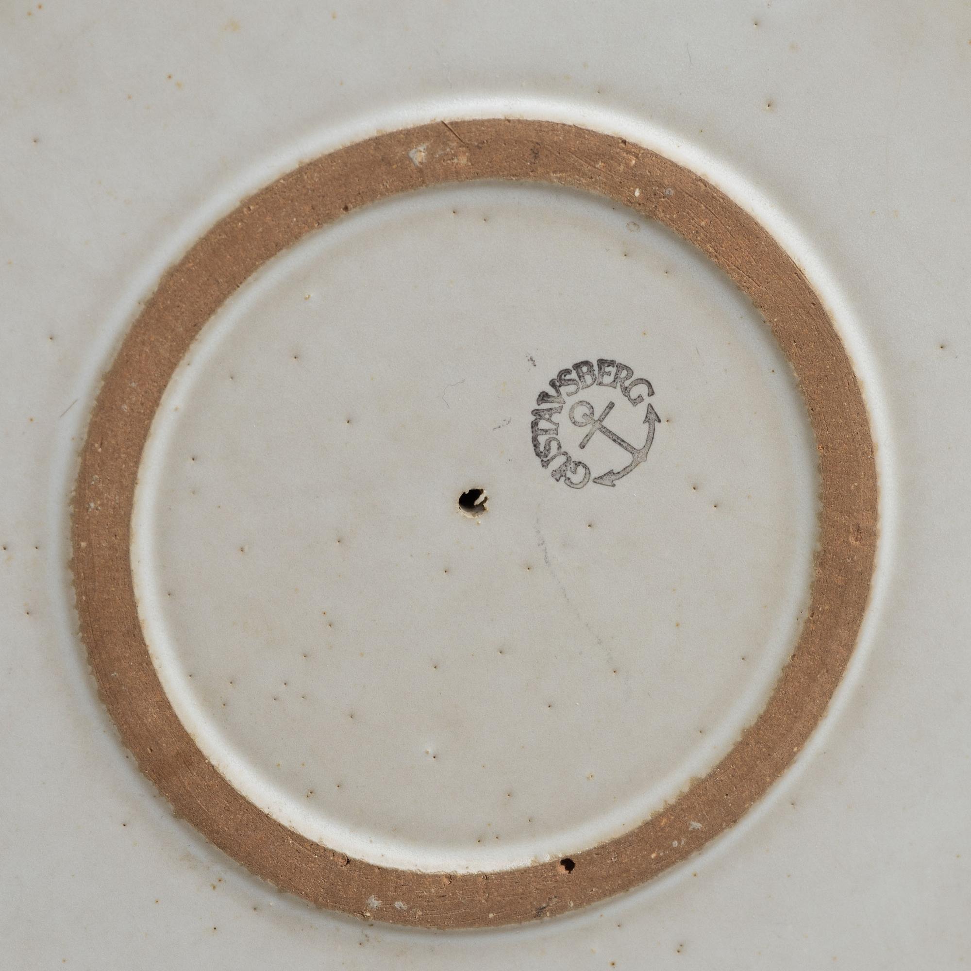 Lisa Larson, three stoneware candlesticks "Julius", "Juliana", "Angel" aswell as a bowl "Guldknopp",  Gustavsberg.