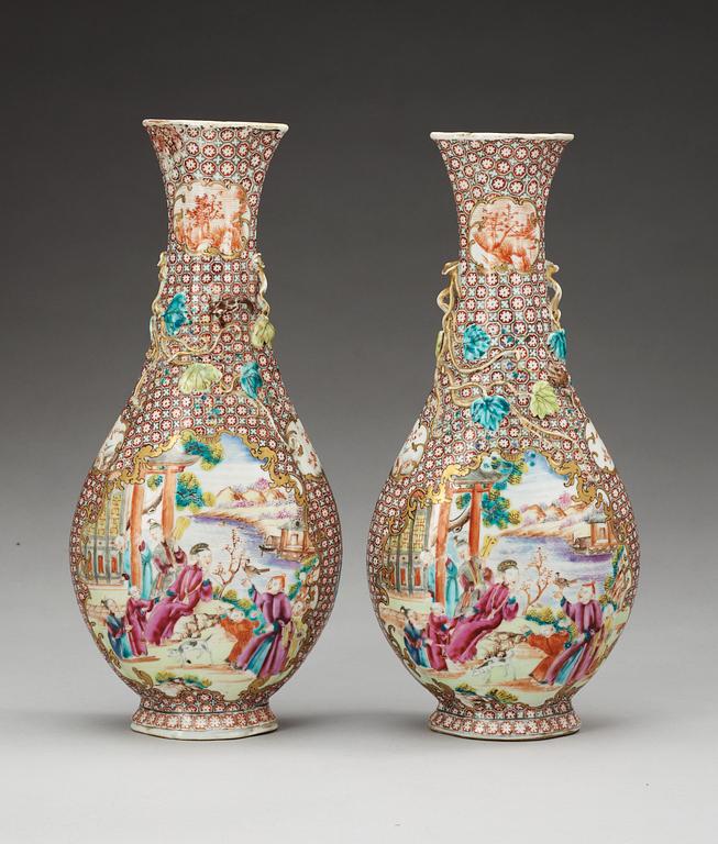 A pair of famille rose vases, Qing dynasty, Qianlong (1736-95).