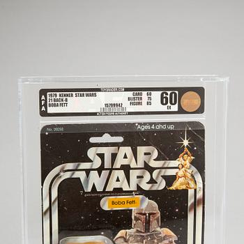 A vintage Star Wars Boba Fett 21back-B AFA60 EX Kenner 1979.