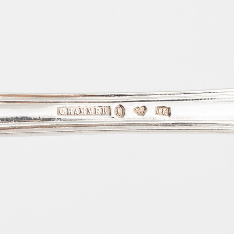 A 102-pieces of "Olga" silver flat wear, Ch.Hammer, Stockholm, 1851-63, and C.G.Hallberg, Stockholm, 1906-38.