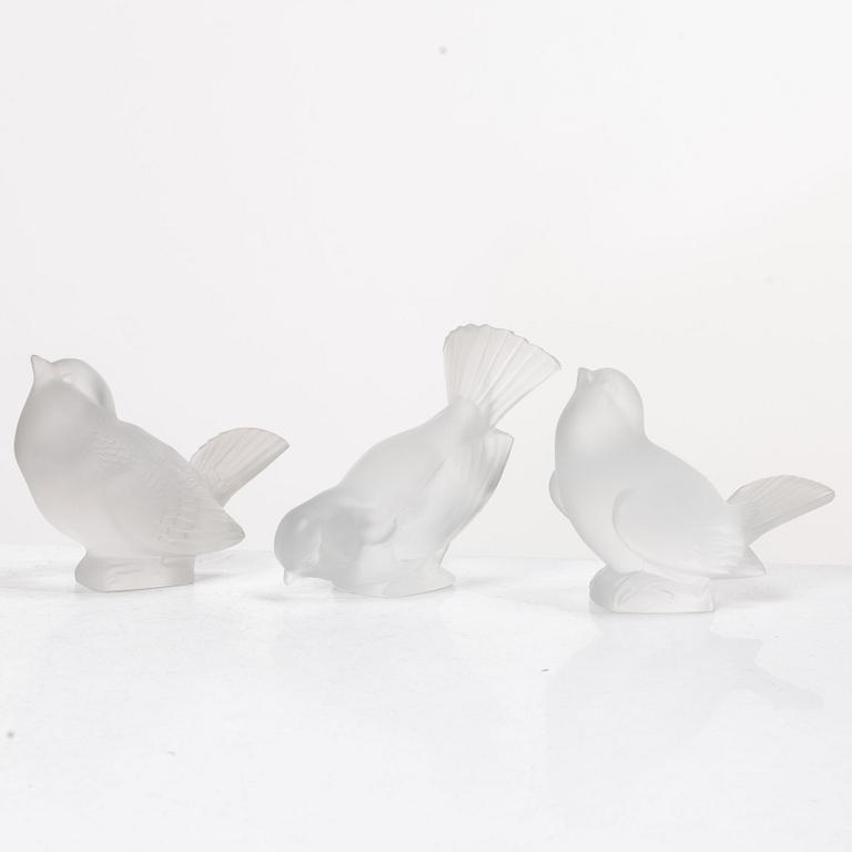 René Lalique, Six glass objects, Lalique, France, second half of the 20th century.