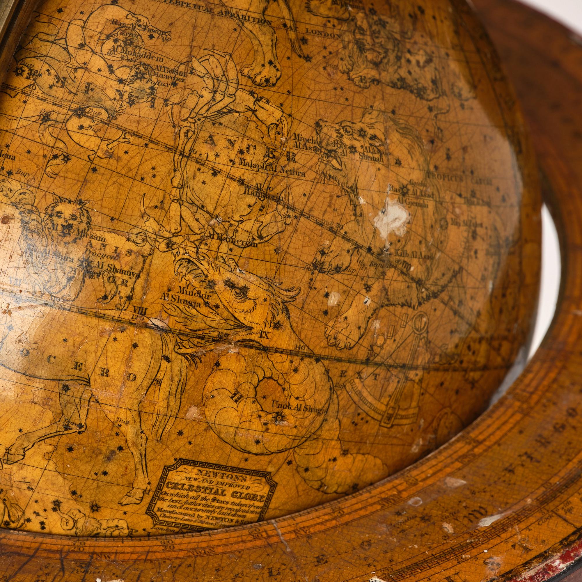 A celestial globe for table by Newton & son London 1860.
