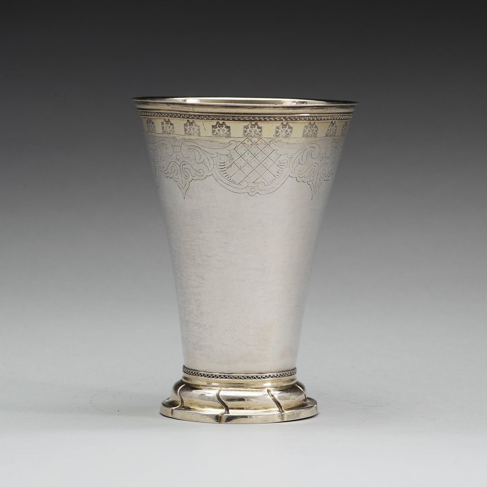 A Swedish 18th century parcel-gilt beaker, mark of Pelle Sellstedt, Sundsvall 1765.