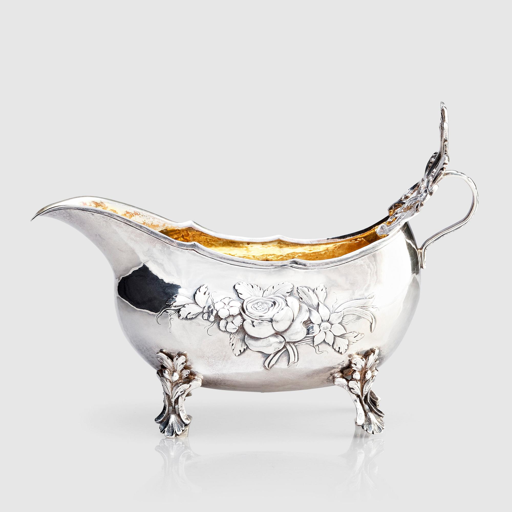 A Swedish 18th century parcel-gilt cream-jug, mark of Pehr Zethelius, Stockholm 1775.