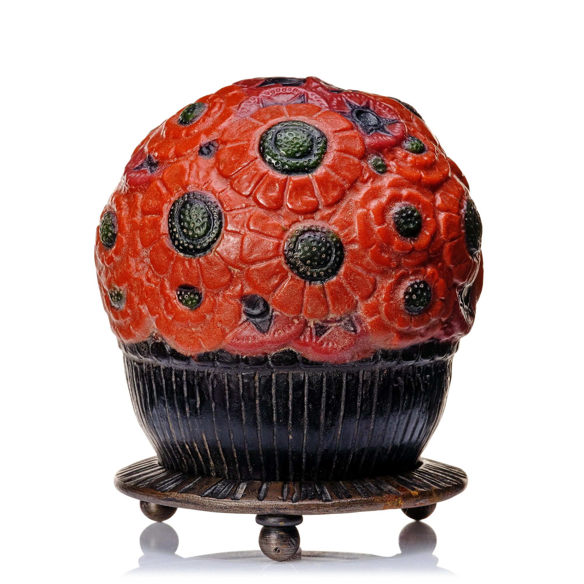 Gabriel Argy-Rousseau, bordslampa, "nattlampa", pâte-de-verre, Frankrike ca 1925.